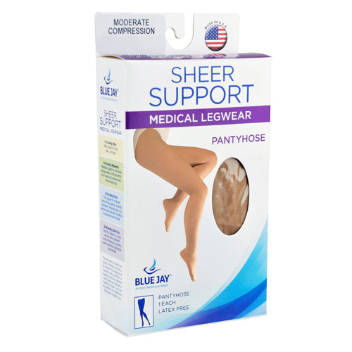 Ladies' Beige Sheer Firm Support Tall Pantyhose 20-30 mmHg - Compression Stockings for Varicose Veins & Swelling