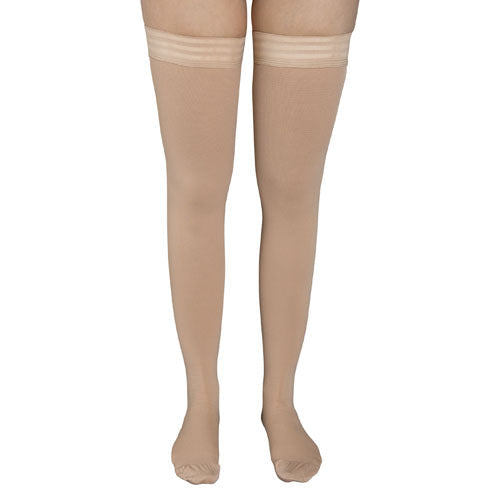Firm 20-30 mmHg Thigh High Compression Stockings - Stay-Up Top - Large - Beige