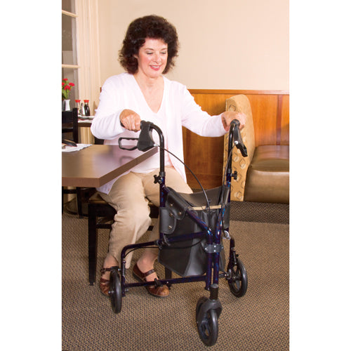 Carex Trio 3-Wheel Rollator Walker - Lightweight, Folding Mobility Aid with Storage Bag