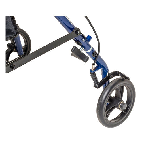 Blue Steel Rollator Walker with 6" Wheels, Padded Seat, and Adjustable Height
