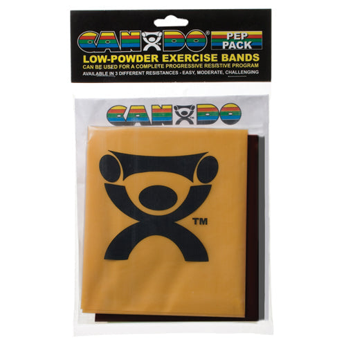 CanDo Challenging Resistance Band PEP Pack (Black, Silver, Gold) - Exercise & Physical Therapy