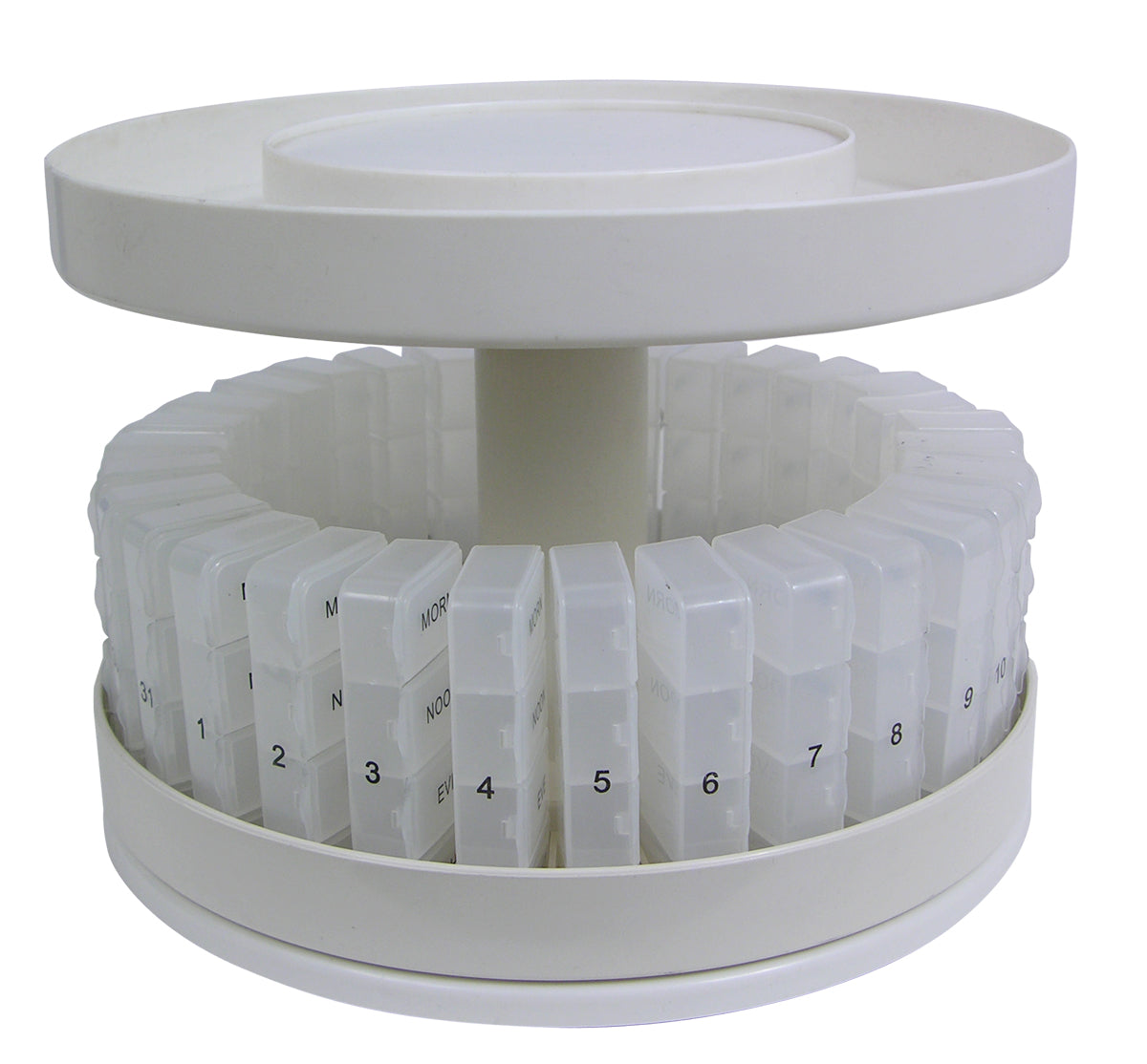 31-Day Revolving Pill Organizer - Monthly Medicine Center with Daily Compartments