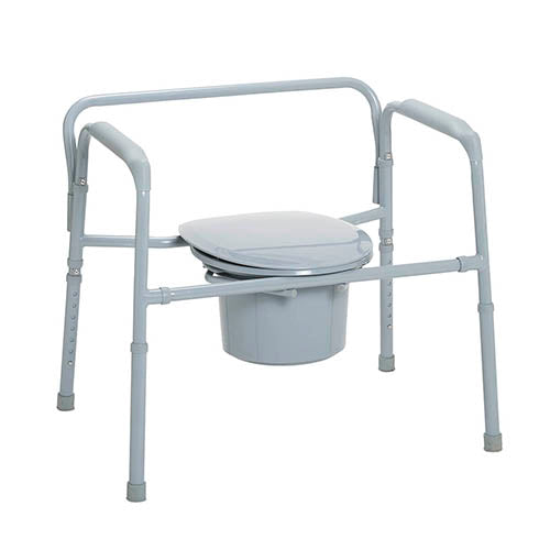 Bariatric Folding Bedside Commode - 650 lb Capacity - Extra Wide