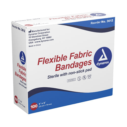 Flexible Fabric Bandages 1 x 3 Sterile, Latex-Free - Box of 100