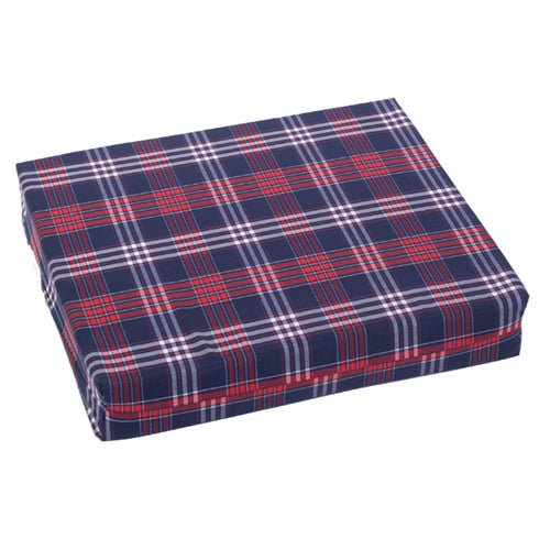 Durable Red Plaid Wheelchair Cushion, 18 x 16 x 4, Washable Cover