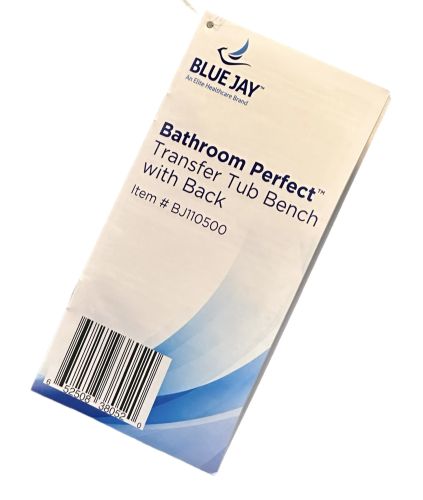 Bathroom Transfer Bench with Adjustable Height and Reversible Back, Blue Jay, Case/2