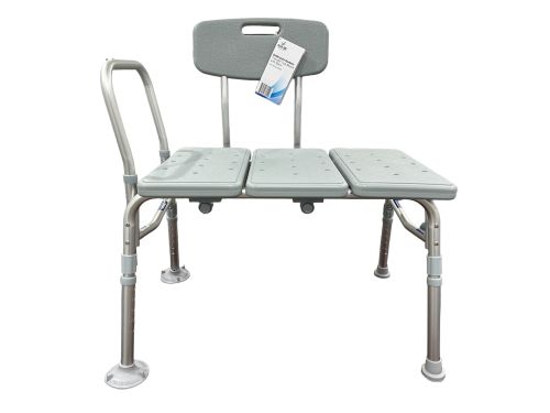 Bathroom Transfer Bench with Adjustable Height and Reversible Back, Blue Jay, Case/2