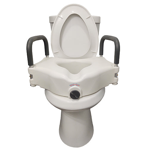Blue Jay 5 Inch Raised Toilet Seat with Padded Arms and Secure Lock - Standard & Elongated Toilets
