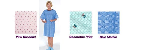 Blue Marble Reusable Tie-Back Patient Gown - Polycotton Blend, One Size