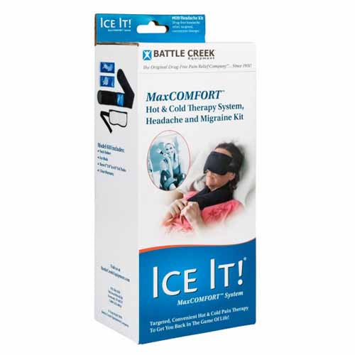 Ice It! Headache & Migraine Relief Kit - Hot & Cold Therapy Wrap with 3 Packs