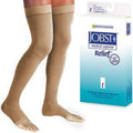 Jobst Relief 20-30 mmHg Thigh-High Compression Stockings, Open Toe, Beige, Silicone Dot Band, Medium
