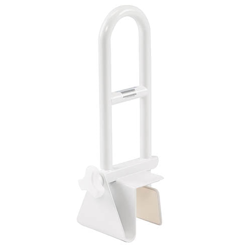 Clamp-On Tub Rail with Adjustable Grip - White Steel Grab Bar for Bathroom Safety