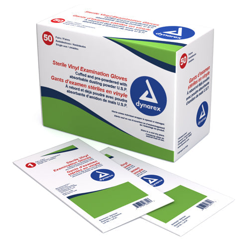 Sterile Vinyl Exam Gloves - Small, Powdered, 50 Pairs/Box - FDA Regulated