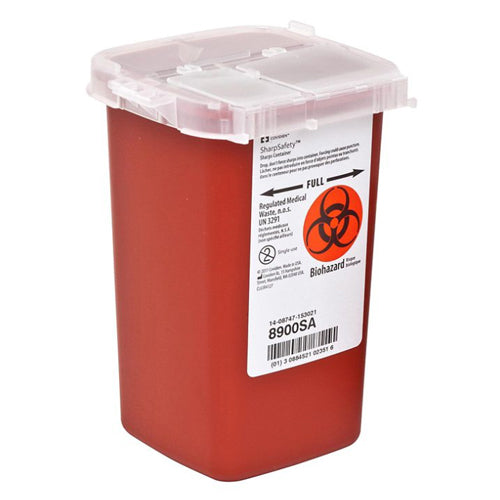Sharps-A-Gator 1 Qt Sharps Container for Phlebotomy - Needle Removal Key, Locking Lid