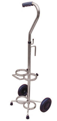 Dual Oxygen Cylinder Cart for D/E Tanks - Adjustable Handle, Easy Maneuver Wheels