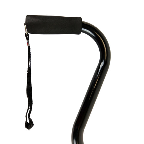 Blue Jay Soft Foam Offset Handle Cane, Black, Adjustable Aluminum Walking Cane with Wrist Strap
