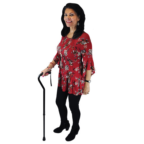 Blue Jay Soft Foam Offset Handle Cane, Black, Adjustable Aluminum Walking Cane with Wrist Strap