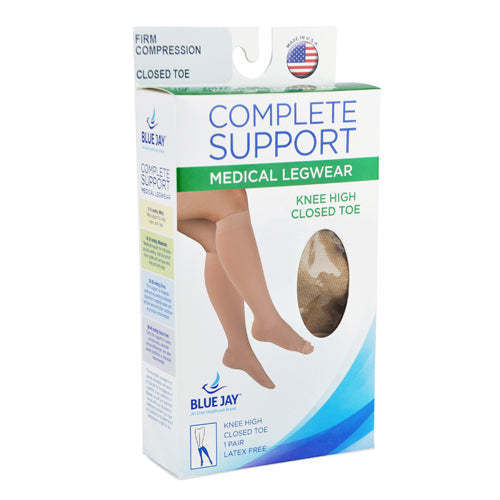 Firm 20-30 mmHg Compression Stockings - Beige Below Knee Closed Toe - Medium