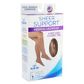 Ladies' Beige Sheer Compression Knee High Stockings 20-30 mmHg - Firm Support, Lg