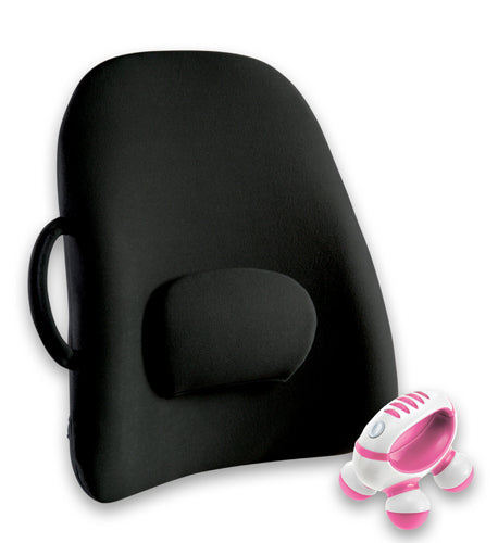 ObusForme Lowback Cushion and Mini Massager Combo Set - Back & Lumbar Support