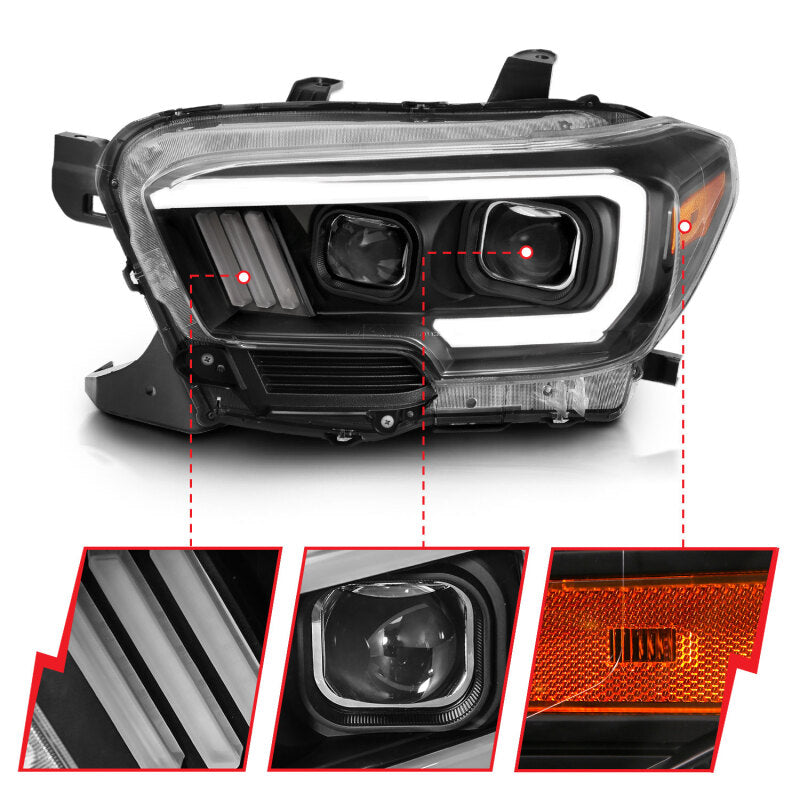 Anzo Toyota Tacoma '16-18 Projector Plank Style Switchback H.L Black Amber