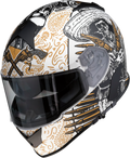 Z1R, Z1R Warrant Helmet with Drop-Down Sun Visor - Sombrero White/Gold, Medium 0101-14166
