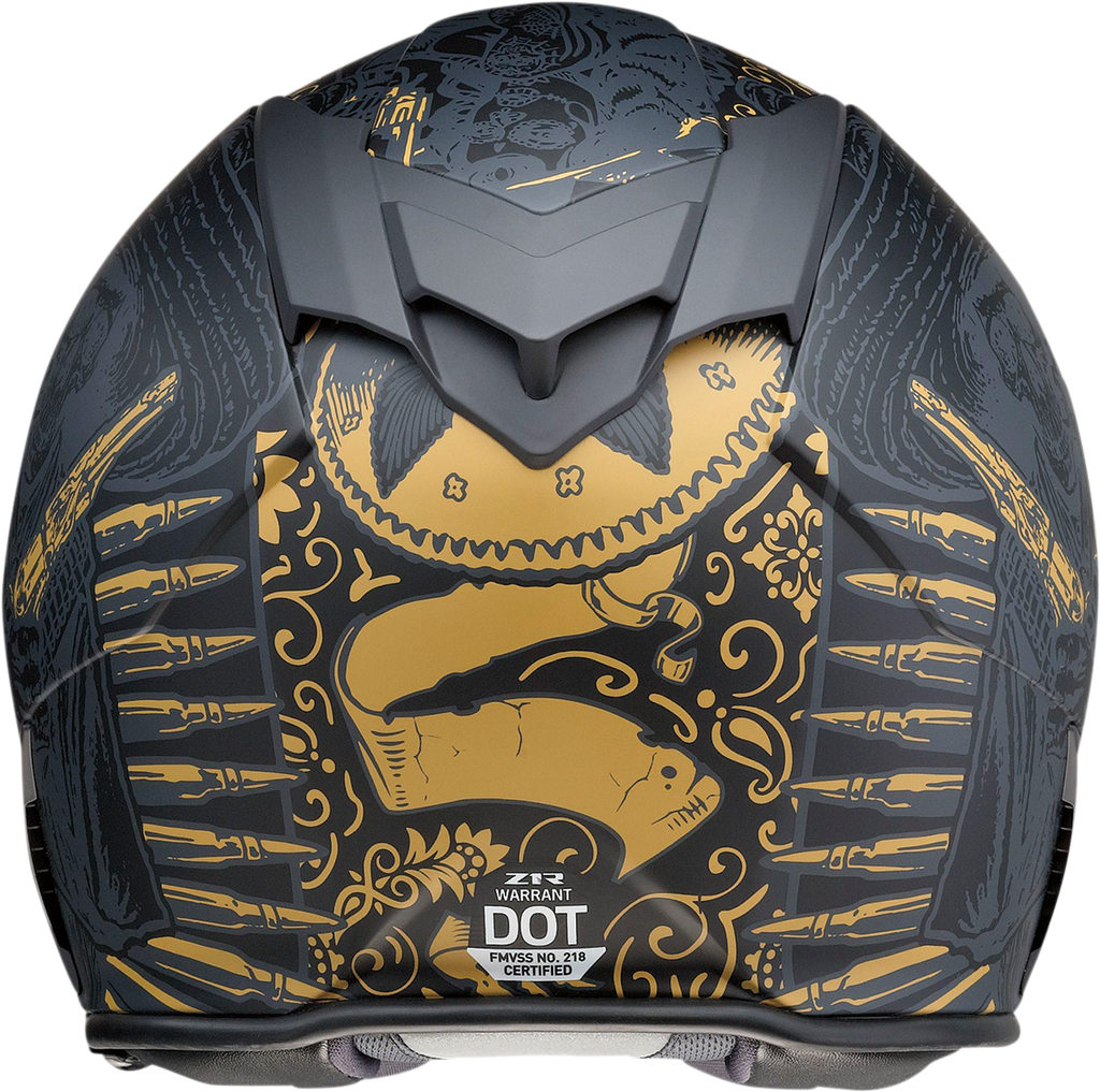 Z1R, Z1R Warrant Helmet Sombrero Black/Gold Small – Polycarbonate Motorcycle Helmet with Drop-Down Sun Visor and Ventilation System