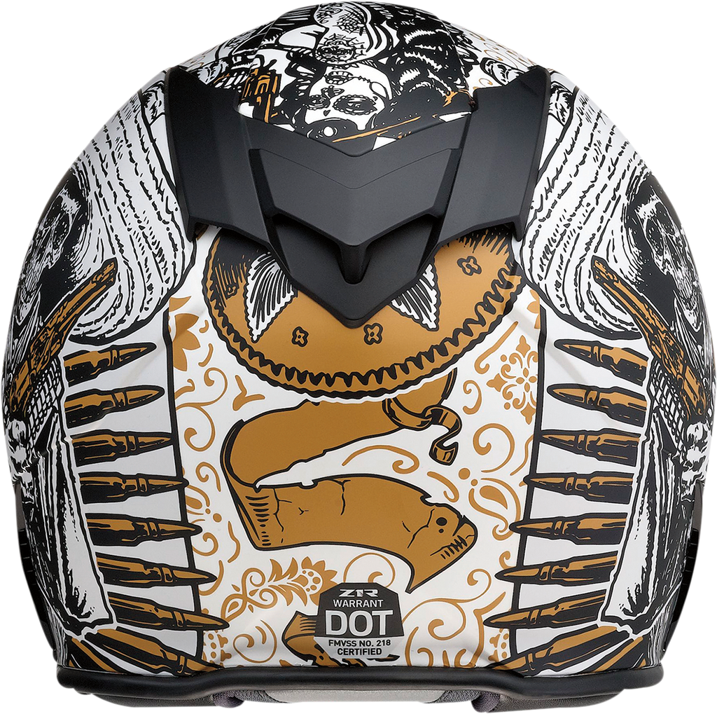 Z1R, Z1R Warrant Helmet with Drop-Down Sun Visor - Sombrero White/Gold, Medium 0101-14166