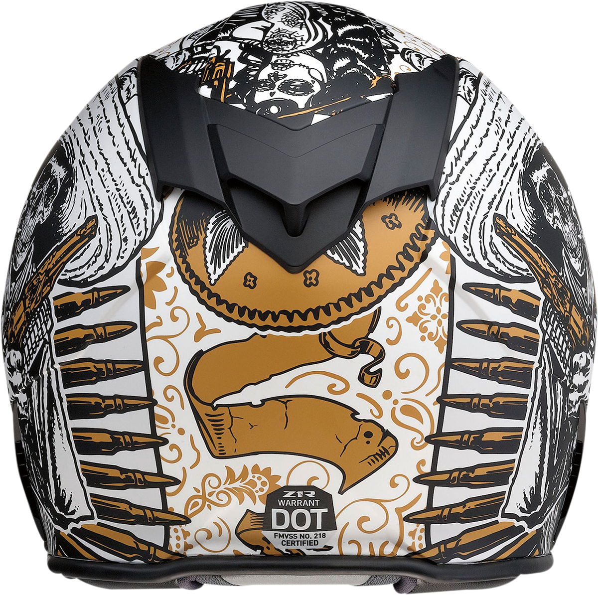 Z1R, Z1R Warrant Helmet with Drop-Down Sun Visor - Sombrero White/Gold, Medium 0101-14166