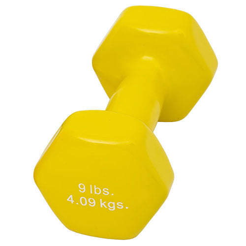 9 Lb Color Vinyl Dumbbell - Single Ergonomic Hand Weight for Exercise & Physical Therapy