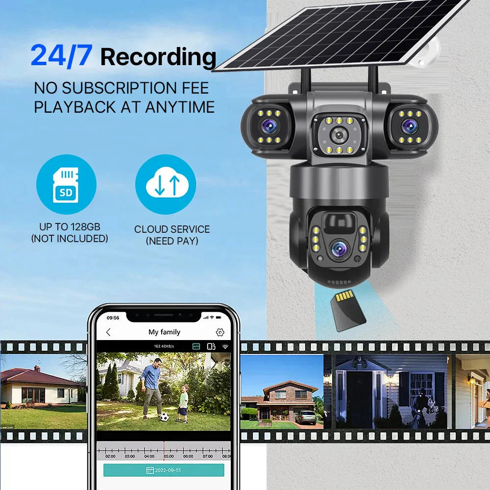 Dabfavshop 360 Degree Dome Camera with Solar Power