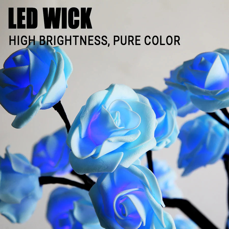 24 LED USB Rose Tree Table Lamp Fairy Flower Night Light for Home Wedding Party Bedroom Gift - PhishStones Products