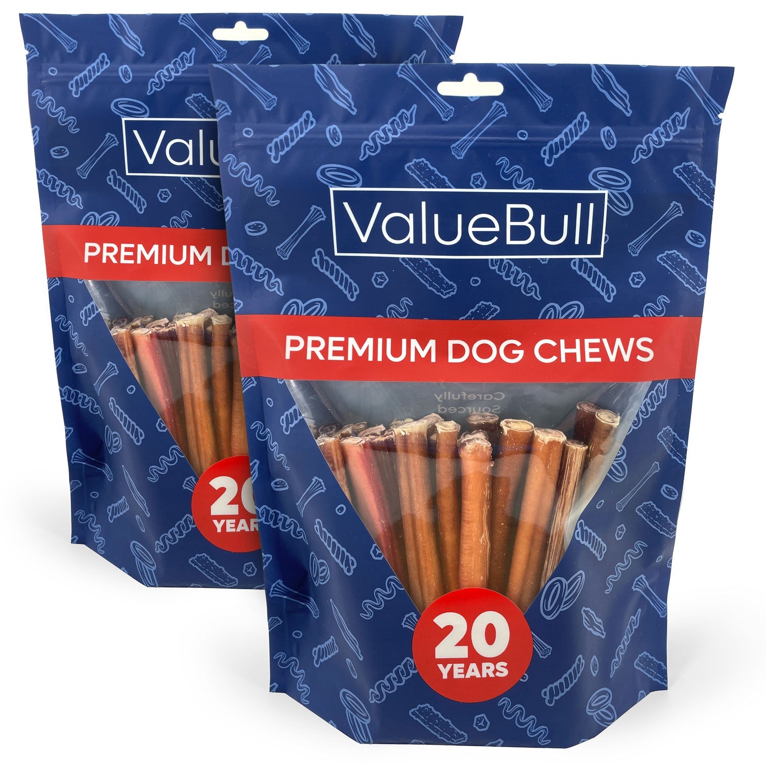 ValueBull Bully Sticks for Large Dogs, Thick 6 Inch, 50 Count