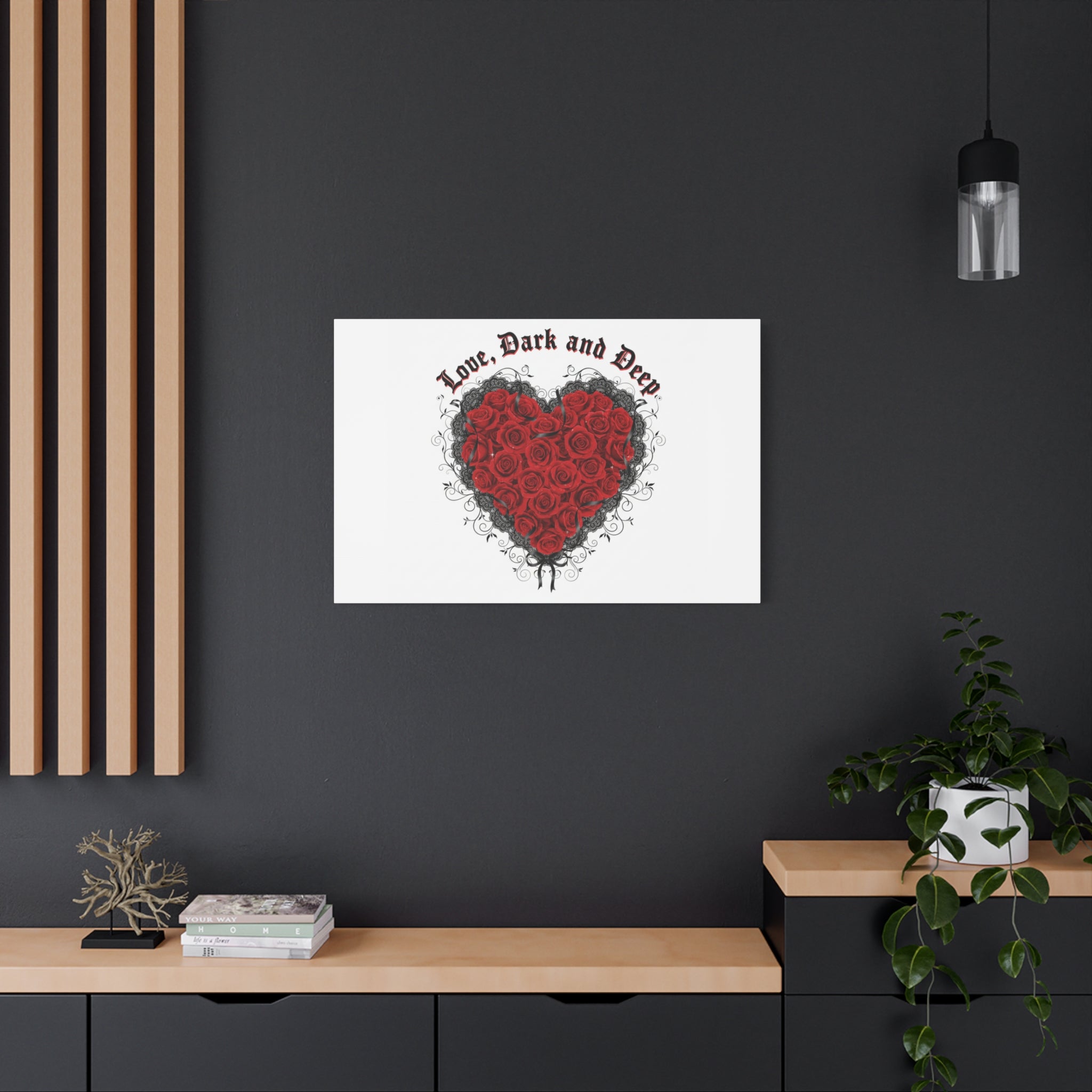 Love Dark and Deep Heart Canvas, Nu Romantic Gothic Romance, 80s Nostalgia