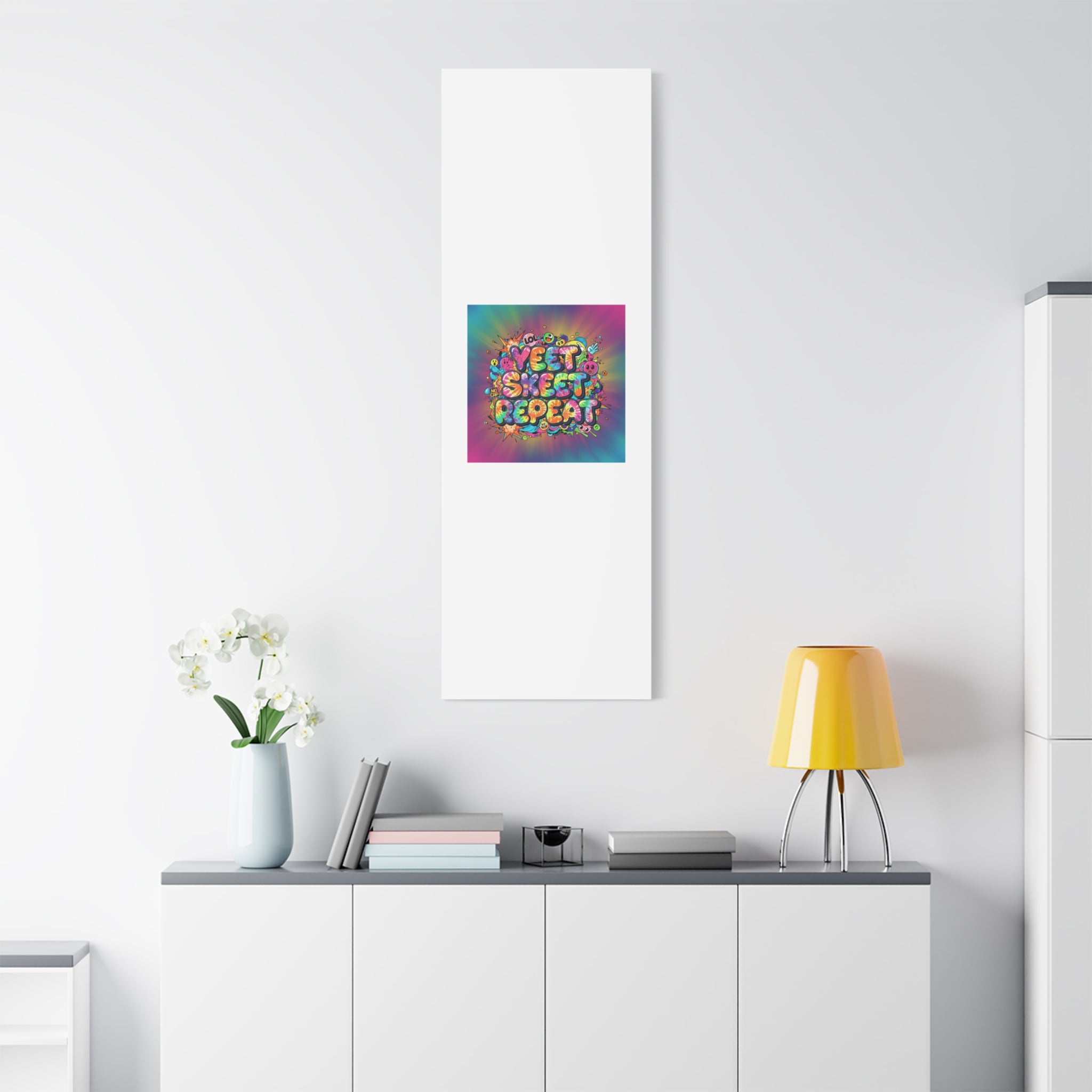 Yeet Skeet Repeat Canvas | Slogan & Glitch Graphic, Meme Phrase Wall Art