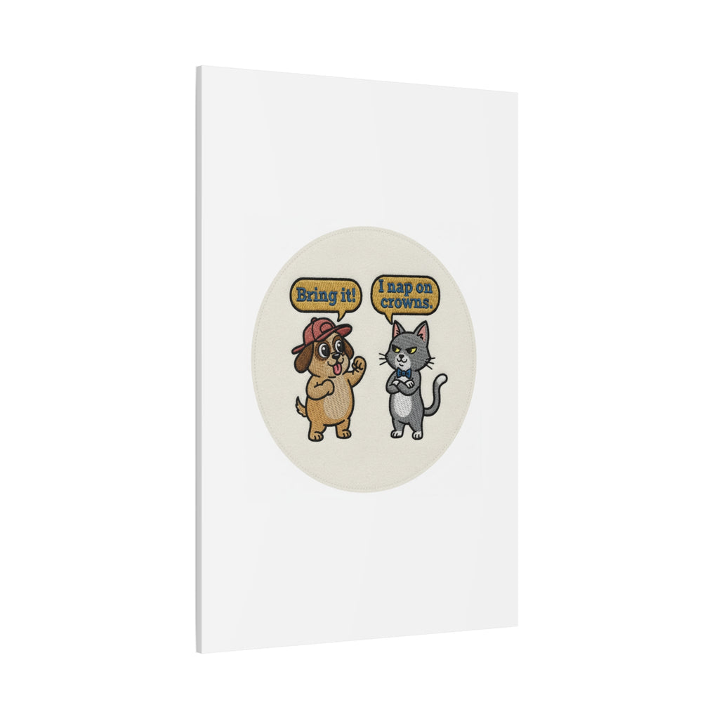 Funny Cat vs Dog Canvas | Pet Rivalry Wall Art