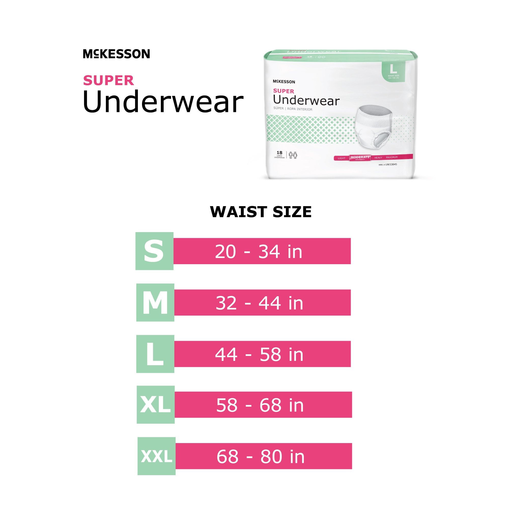 McKesson Super Moderate Absorbency Incontinence Underwear, Large UW33845