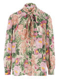 Chloe Women Maxi Gathered Lavallière Blouse In Crêpe De Chine