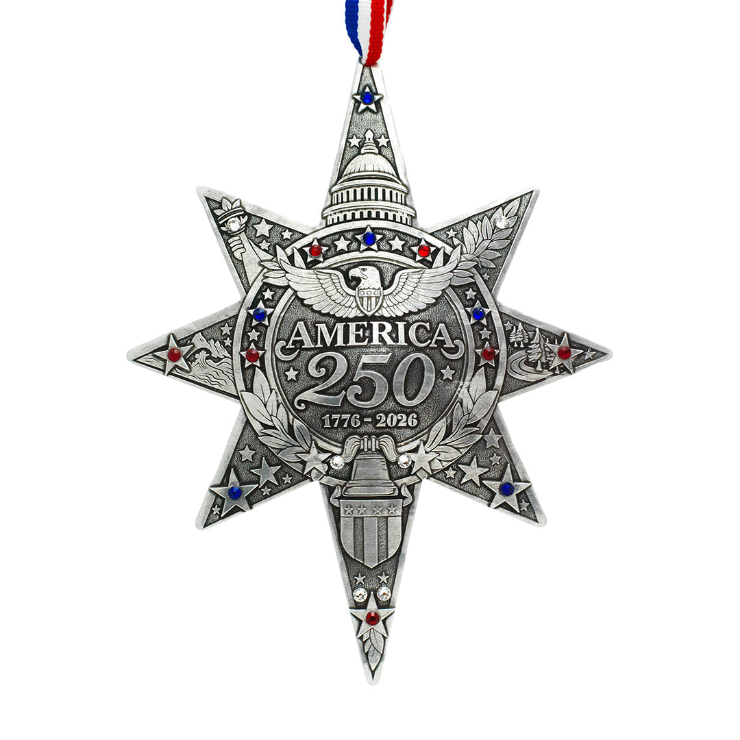 America250 Sea to Shining Sea Commemorative Ornament (Aluminum and Crystals)