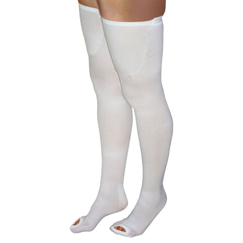 Anti-Embolism Stockings XL Regular, 15-20 mmHg, Thigh High, Inspection Toe, Silicone Top, White