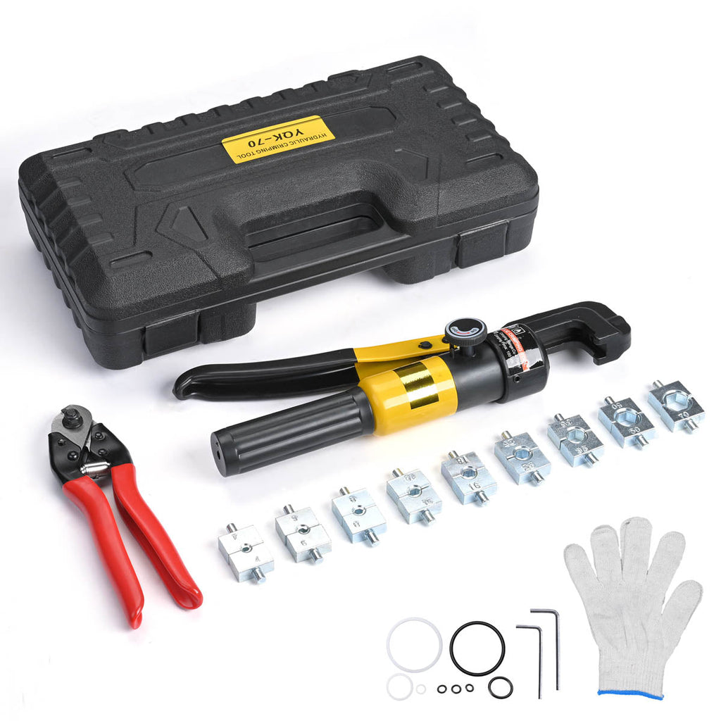 Yescom Hydraulic Cable Terminal Wire Crimping Tool 10-Ton 9pcs