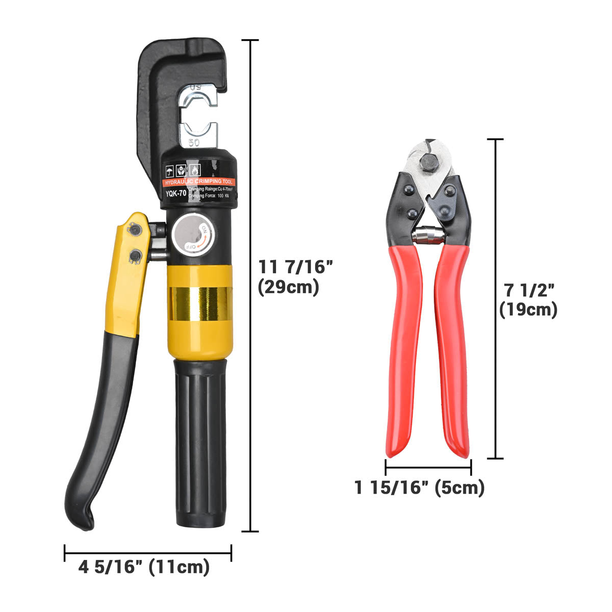Yescom Hydraulic Cable Terminal Wire Crimping Tool 10-Ton 9pcs