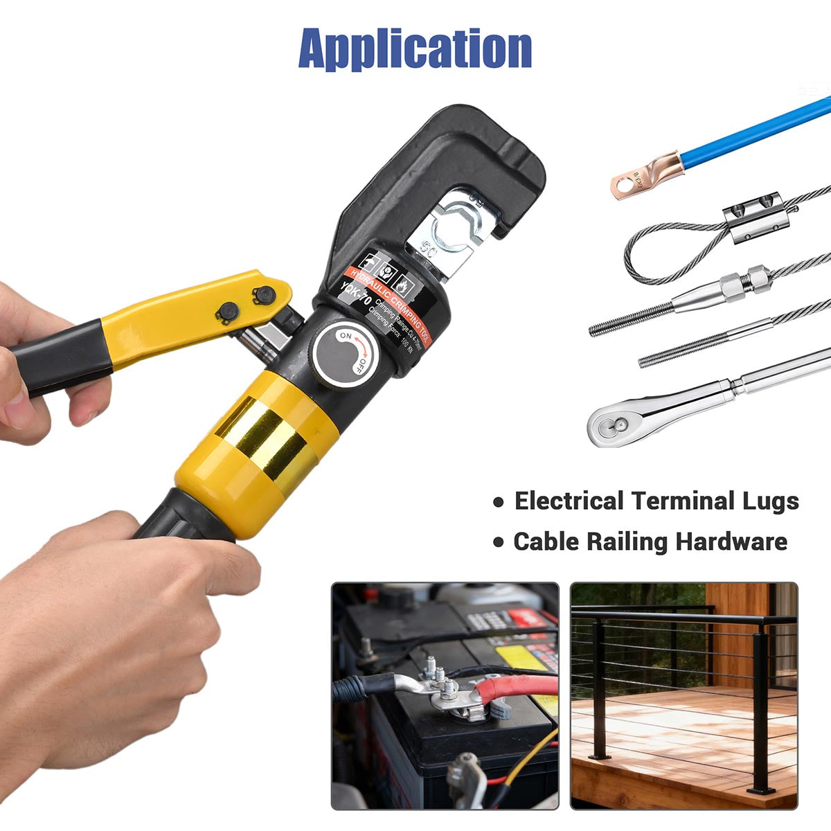 Yescom Hydraulic Cable Terminal Wire Crimping Tool 10-Ton 9pcs
