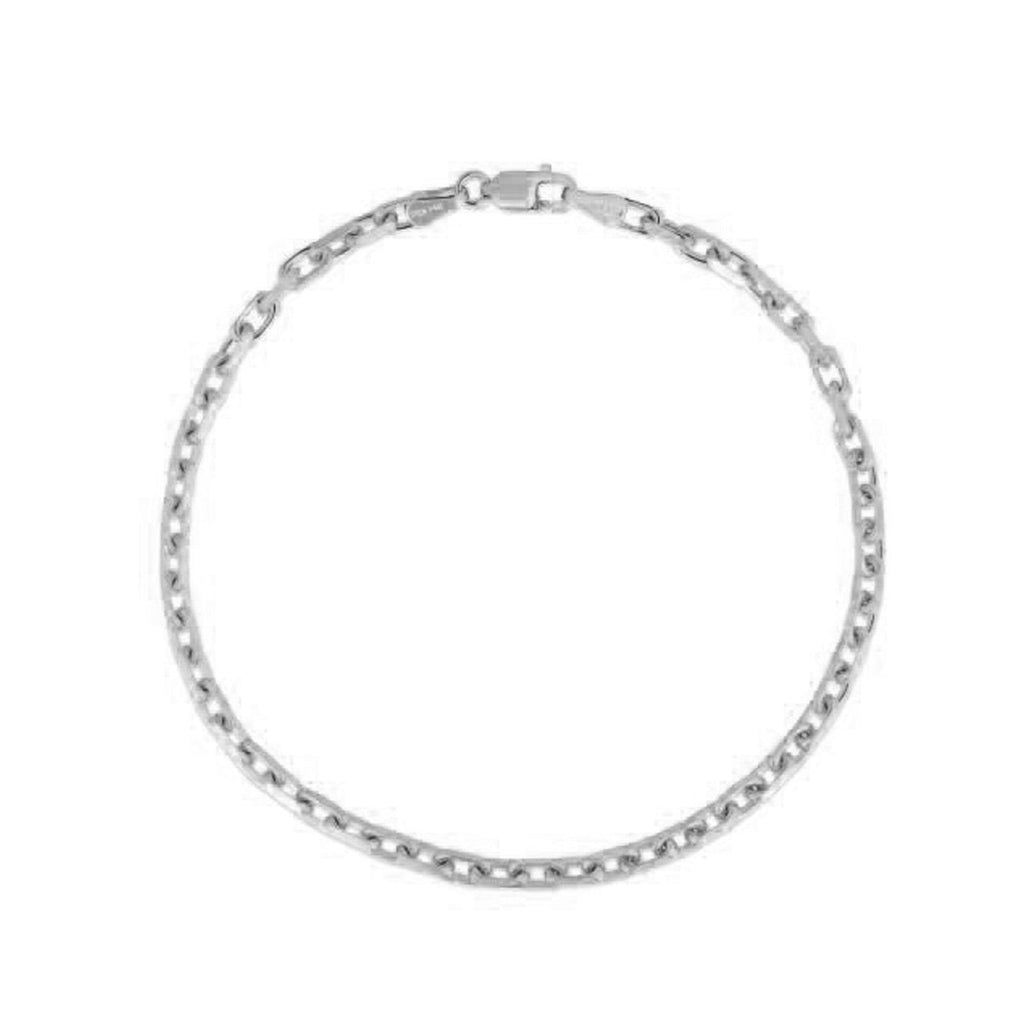 2.5mm 14k White Gold French Cable Chain Bracelet - PhishStones Products