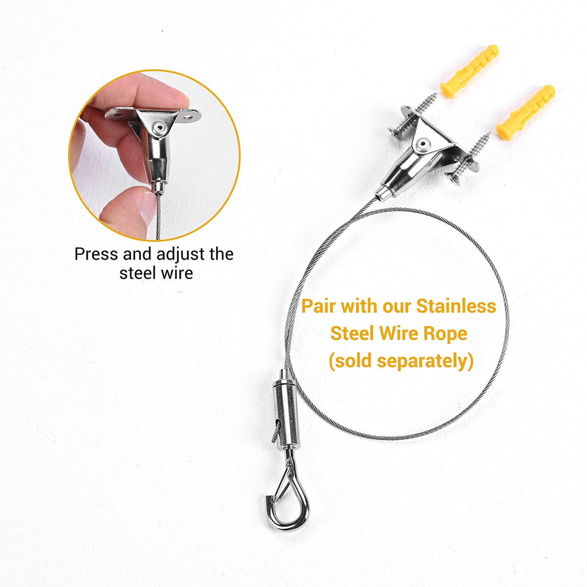 Yescom Adjustable Wire Gripper with Hinged Mount for 1-2mm Cable 20ct.