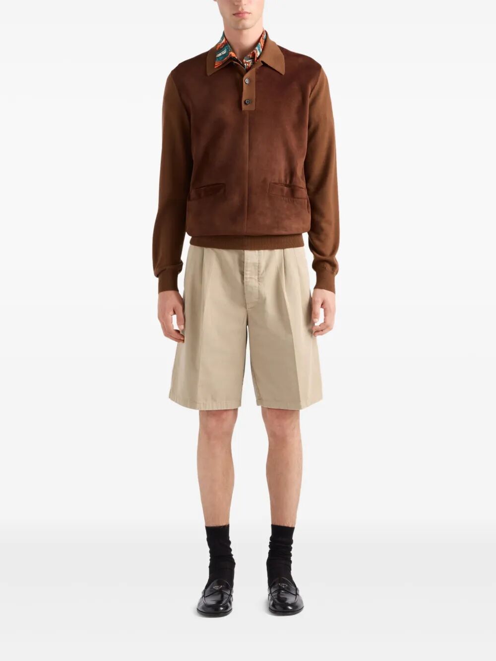 Prada Men Vintage-Effect Cotton Bermudas