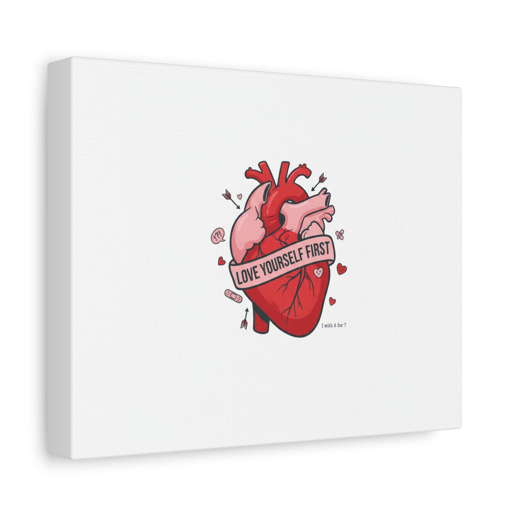 Love Yourself First Canvas, Hearts-with-a-Twist, Anti-Valentine Art