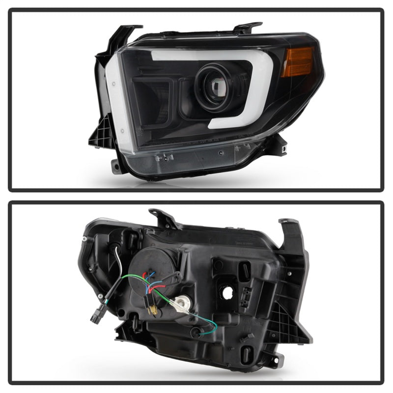 SPYDER 14-17 Toyota Tundra(SR/SR5) Light Bar Projector Headlights - LED - Black PRO-YD-TTU14AP-BK 5088055
