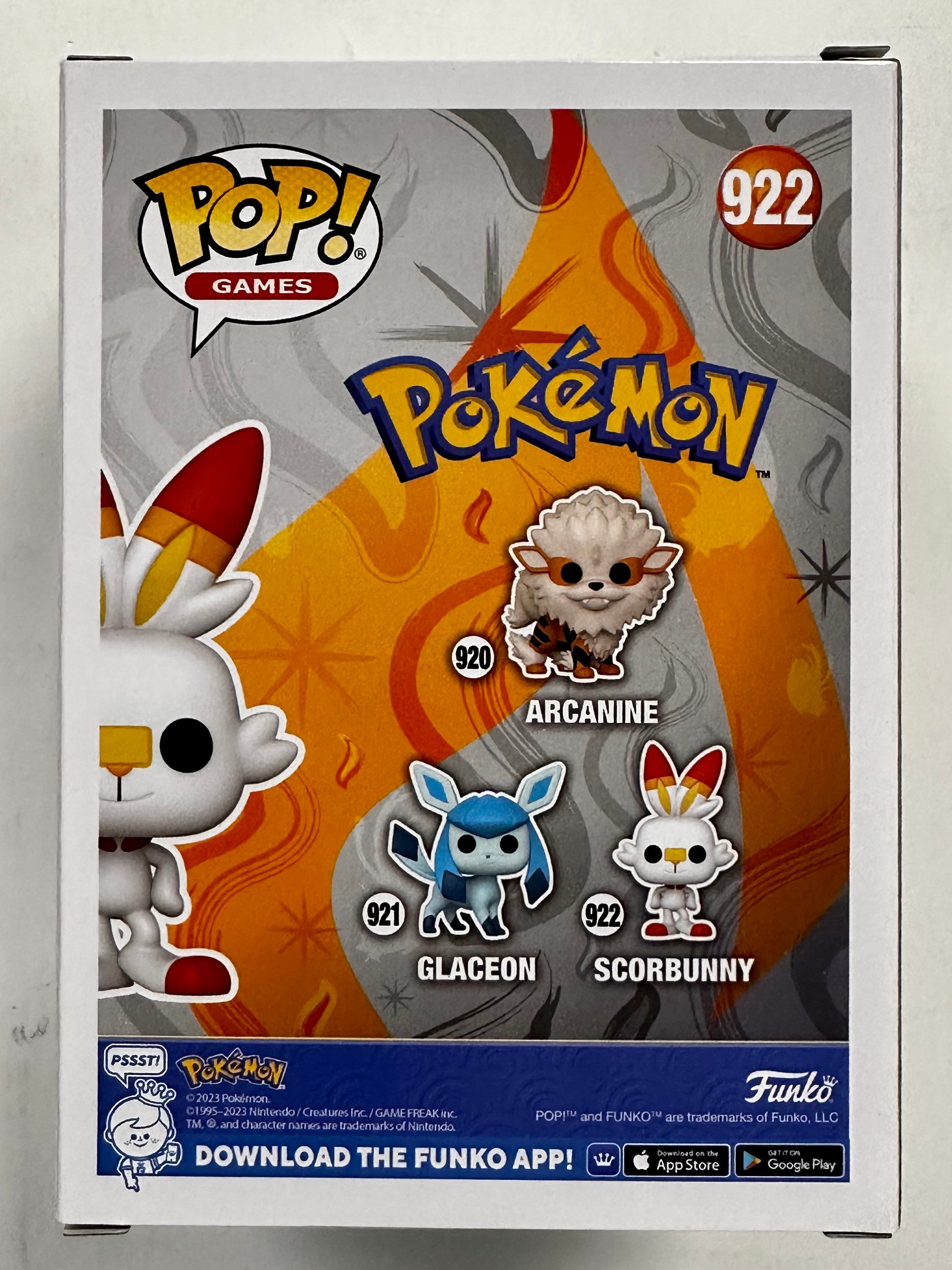 Funko Pop! Games Scorbunny #922 Fire Pokemon 2023 Starter Generation VIII