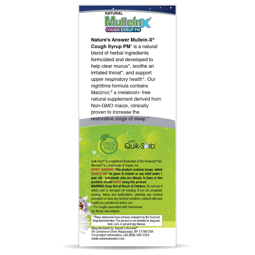 Nature's Answer Mullein X PM Nighttime Cough Syrup, 4 fl oz